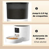 Distributeur de Croquettes pour Chat avec capacité de 2,5 kg et autonomie de 20 jours pour chat adulte.