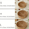 Comparaison des tailles S, M et L d’un panier osier pour chat avec dimensions en cm et pouces.
