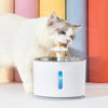 Chat en train de boire à une fontaine pour chat design fleur colorée.