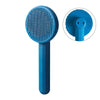 Brosse pour chat poil long bleue avec système d’auto-nettoyage pratique.