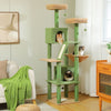 Arbre à Chat XXL vert confortable avec niches et perchoirs moelleux pour chats.