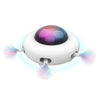 Jouet automatique pour chat blanc avec dôme lumineux et plumes multicolores.