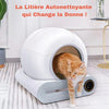 Litière Chat Autonettoyante avec design sphérique moderne et écran digital, idéale pour une hygiène sans effort.
