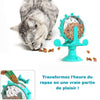 Chat dégustant des croquettes tombées du Jouet Distributeur De Croquettes Pour Chat.