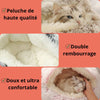 oom sur la texture ultra douce du panier fermé pour chat avec peluche de qualité.