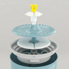 Fontaine pour chat design fleur avec message en français sur la sécurité.