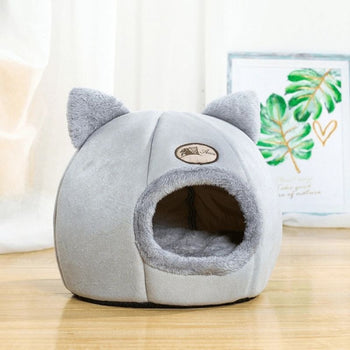 Petit modèle de Niche Chat Intérieur Igloo Chat avec oreilles en tissu peluche.