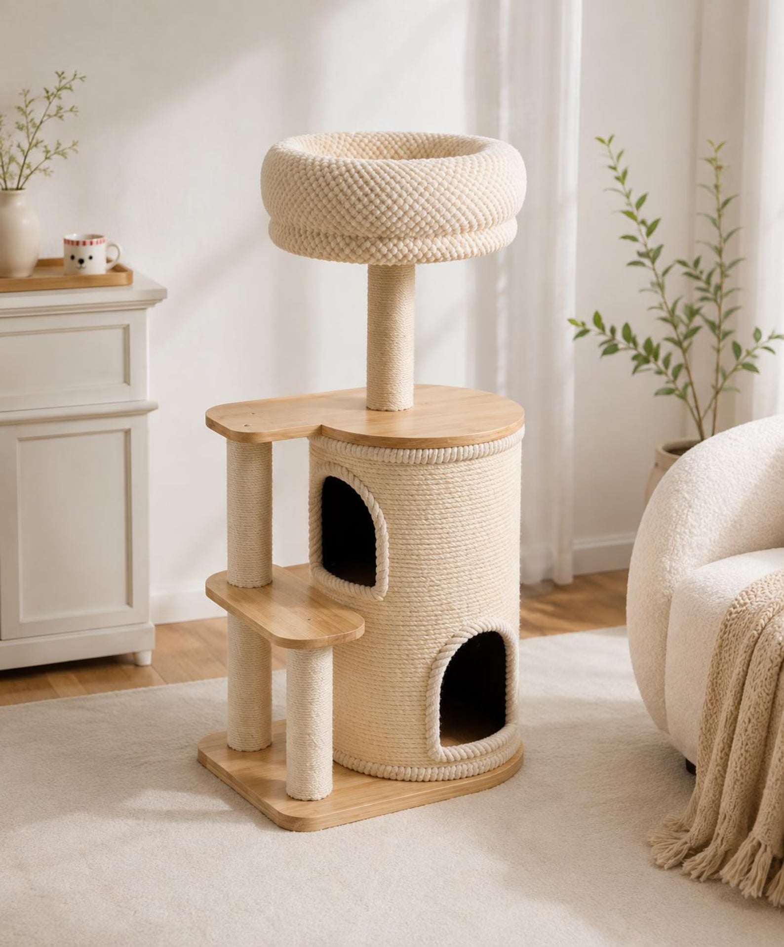 MiaouTower™ – Arbre à Chat Premium avec Double Maison & Couchage Confortable