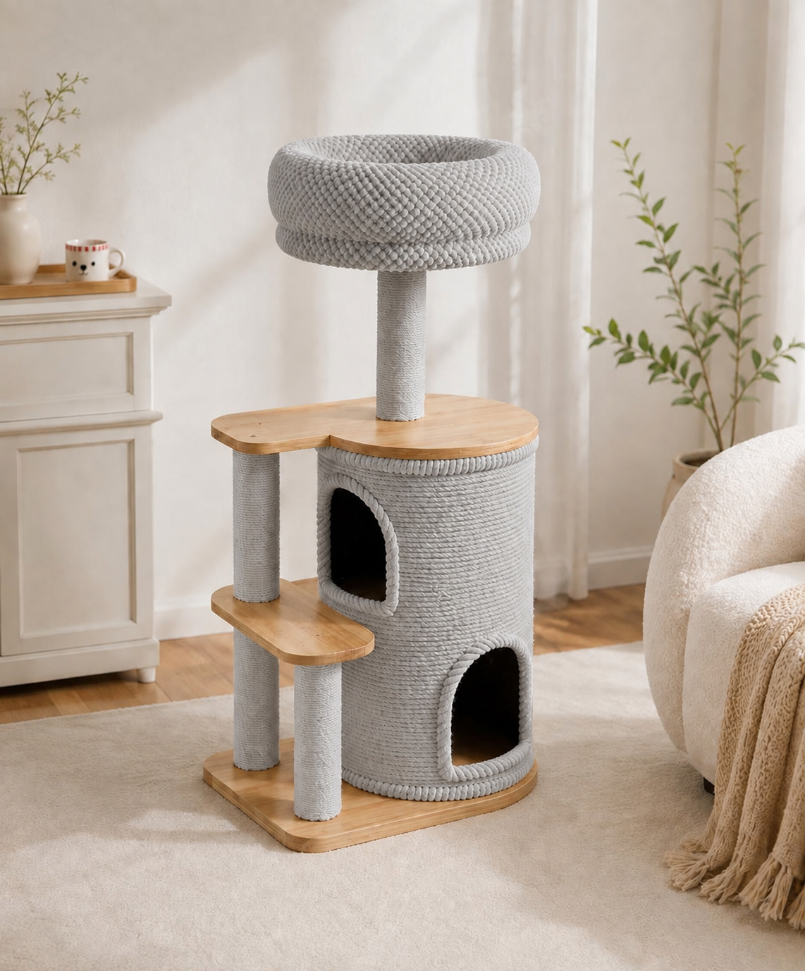MiaouTower™ – Arbre à Chat Premium avec Double Maison & Couchage Confortable